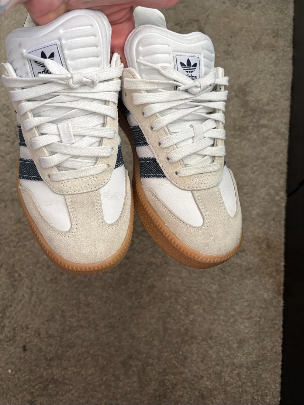 adidas Mens Sneakers in White, Denim and Gum